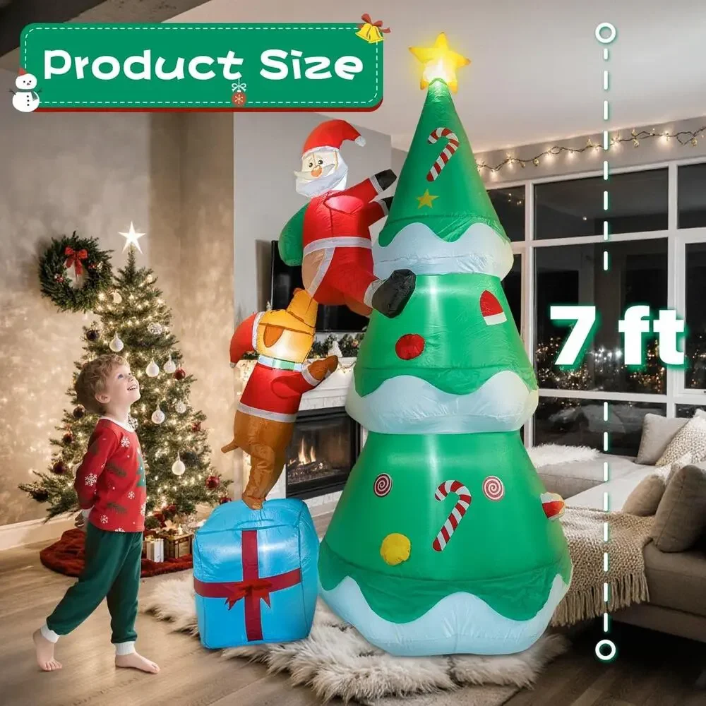 7FT‎ Inflatable Christmas Tree , Santa Claus Blow UP LED Outdoor Yard Decoration